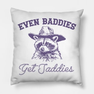 Raccoon Even Baddies Get Saddies Shirt, Funny Cowboy Racoon Pillow