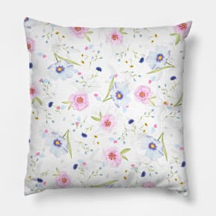 flower pattern ble and pink Pillow