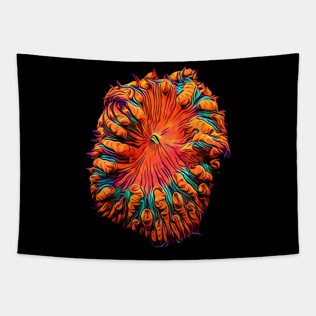 Blastomussa Red and Orange Tapestry by unrefinedgraphics