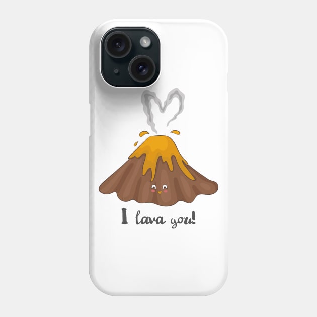 I Lava You - Cute Volcano Lava Love Heart Gift Phone Case by Dreamy Panda Designs