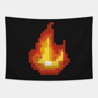 Pixel art - Flame black version Tapestry