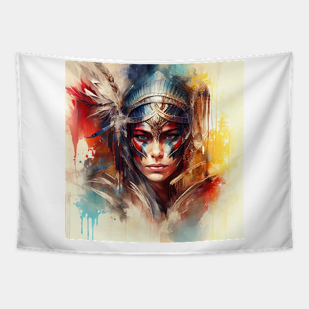 Powerful Warrior Woman #5 Tapestry by Chromatic Fusion Studio