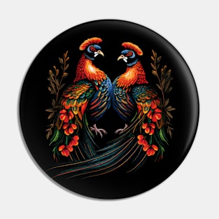 Pheasant Couple Valentine Pin