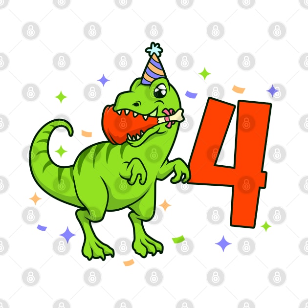 I am 4 with TREX - boy birthday 4 years old by Modern Medieval Design