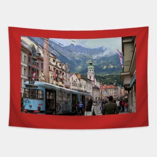 Innsbruck street scene Tapestry