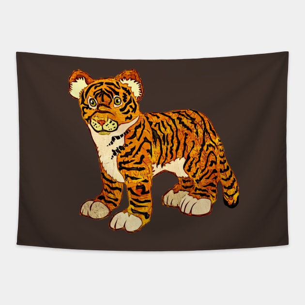 Baby Tiger Cub Tapestry by evisionarts