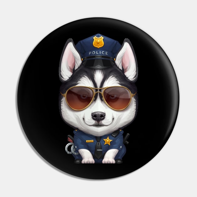 Siberian Husky Police Officer Pin by stonemask