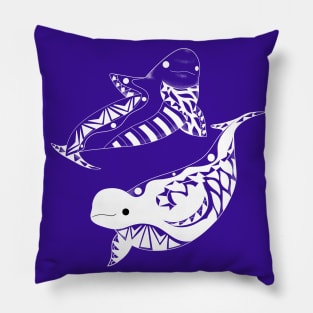 purple kawaii beluga whales in twin pattern ecopop Pillow