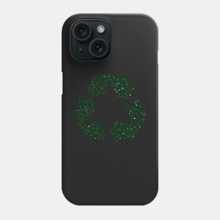 Dark Green Faux Glitter Recycle Symbol Phone Case