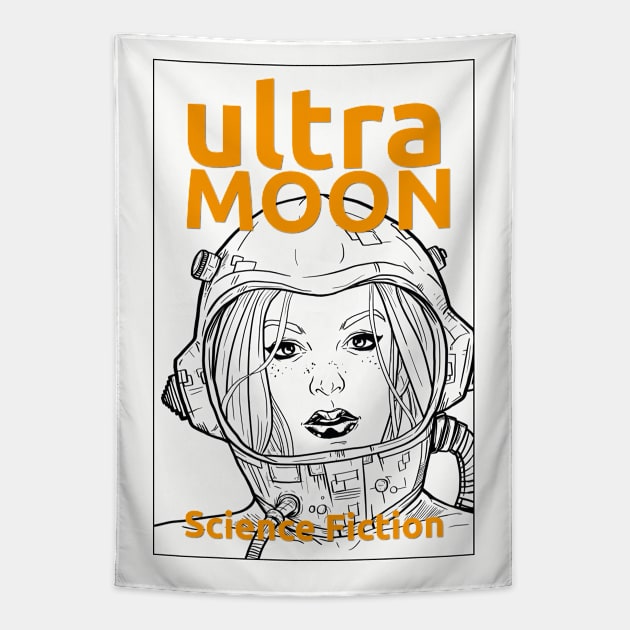 YELLOW ULTRA MOON sci-fi travel to the moon Tapestry by andres uran