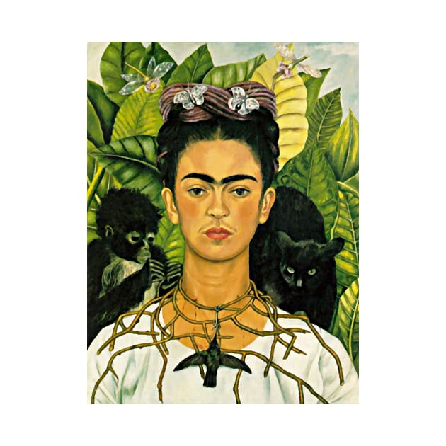 Frida Kahlo Self-Portrait with Thorn Necklace and Hummingbird 1940 Art Print by ZiggyPrint