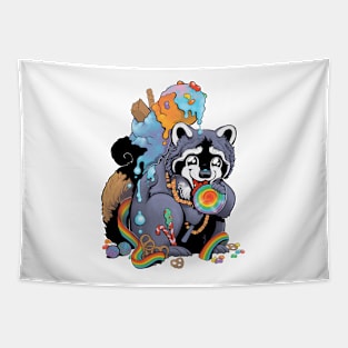 Candy Raccoon Tapestry