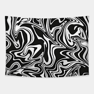 Black White Swirl Liquid Wave Tapestry
