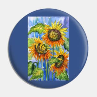 Blue Yellow Watercolor Painting Pin