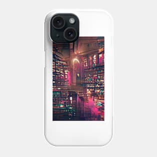 Midnight Library cyberpunk| National library week | literacy week Phone Case