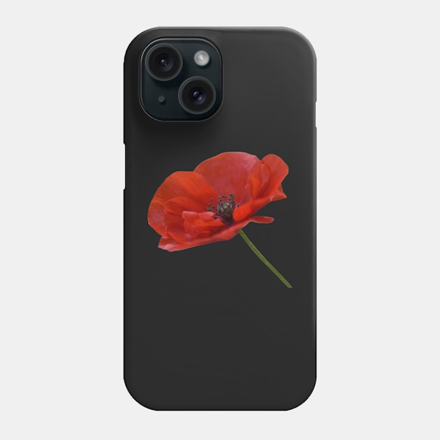 Single Red Poppy Flower Phone Case by Felicity-K