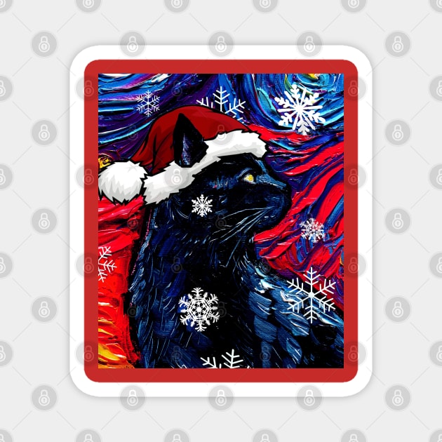 Black Cat Santa Magnet by sagittariusgallery