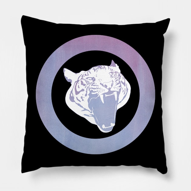 Roaring Tiger Line Drawing Pillow by Moon Lit Fox