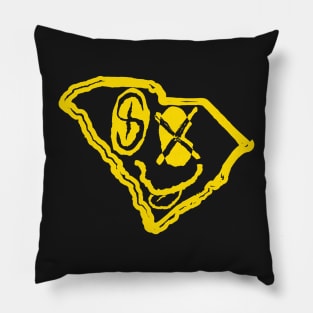 SC Eyes South Carolina Grunge Smiling Face Black background Pillow