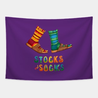 Stocks And Socks with Groovy Lettering Tapestry