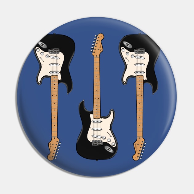 Triple Black Stratocaster Pin by saintchristopher