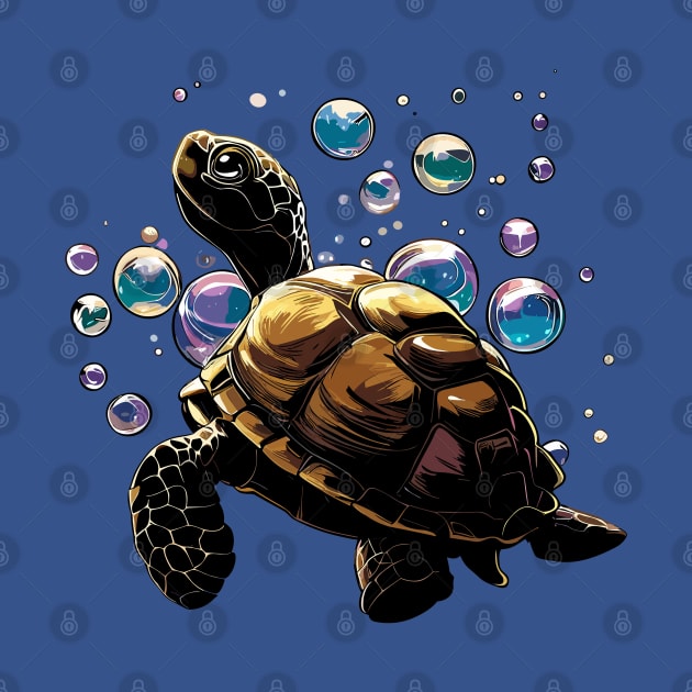Sea turtle, eat my bubbles by TomFrontierArt