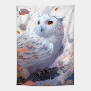 Owl Bird Portrait Animal Painting Wildlife Outdoors Adventure Tapestry