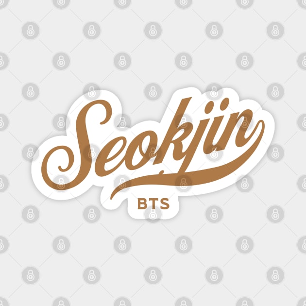 BTS Kim Seokjin Jin name typography baseball sport sporty Magnet by Oricca