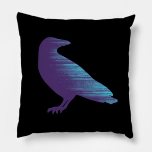 Vaporwave Crow Synthwave Style Radio Static Raven Pillow