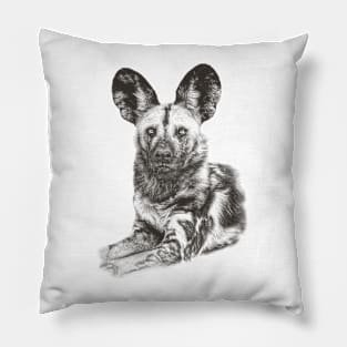 Wild Dog Making Eye Contact Pillow