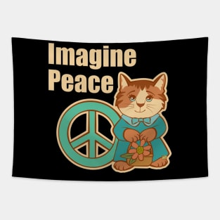 Imagine Peace Cat Tapestry