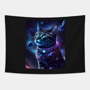 Space Cat - Modern Digital Art Tapestry