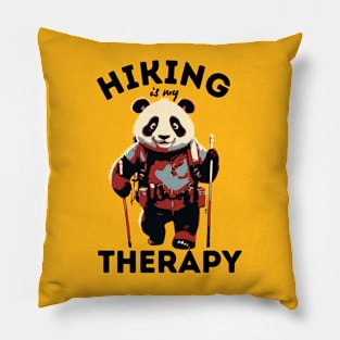 Hiking Is My Therapy Funny Panda Bear Hiking Pillow