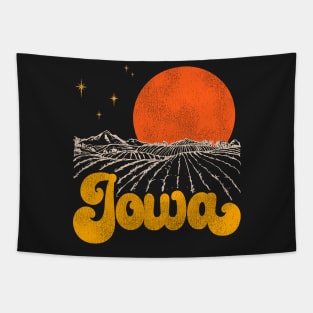 Vintage State of Iowa Mid Century Distressed Aesthetic Tapestry