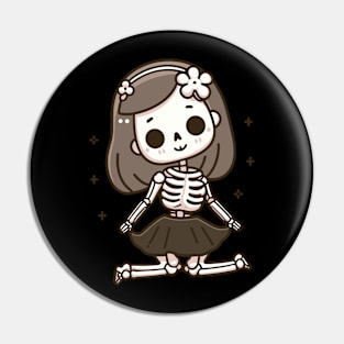 Cute Girl Skeleton in a Doll Pose | Cute and Spooky Halloween Gift Ideas Pin