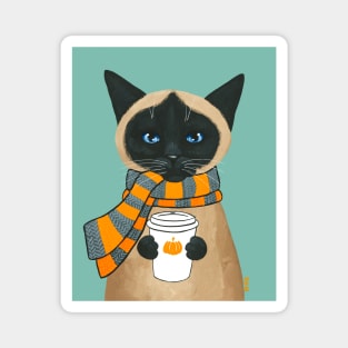 Autumn Siamese Coffee Cat Magnet