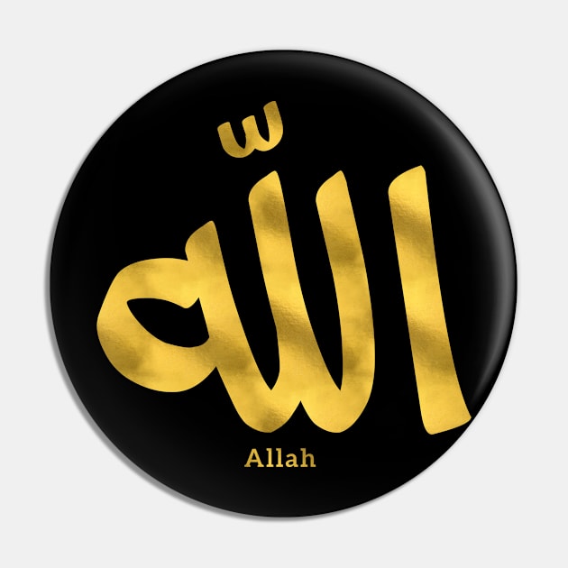 Allah in arabic  (God) typograghy, gold style modern minimalist Pin by Arabic calligraphy Gift 