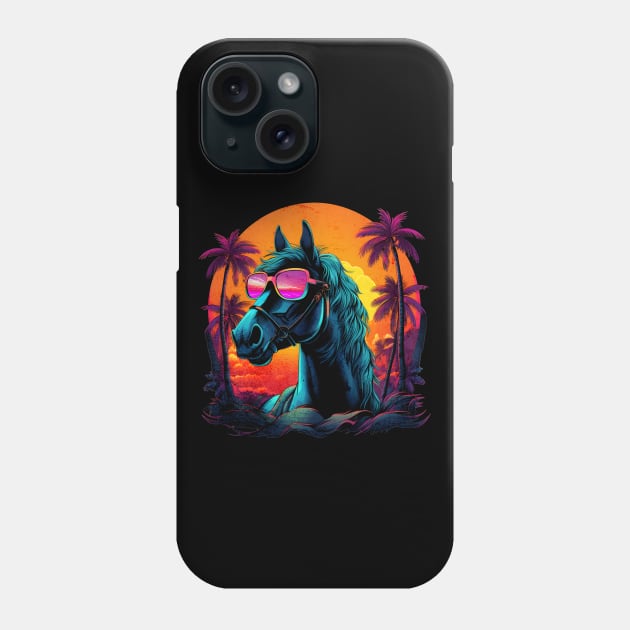 Retro Wave Andalusia Horse Phone Case by Miami Neon Designs