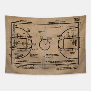 Basketball Lover Gift Idea - Court Dimensions Patent Tapestry