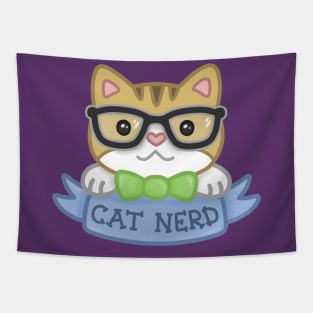 Cat Nerd Orange Tabby Tapestry