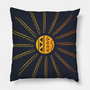 Abstract Sun Design Yellow and Orange Pillow