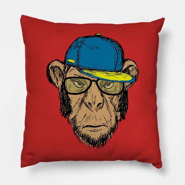 Hipster monkey Pillow by naum