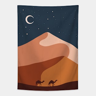 Desert print, Landscape art, Abstract art print, Mountain art, Night sky, Nature, Camel print Tapestry