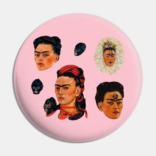 The Many Faces of Frida (with some monkeys) Pin