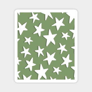 Sage and Olive Green Sketchy Stars Magnet