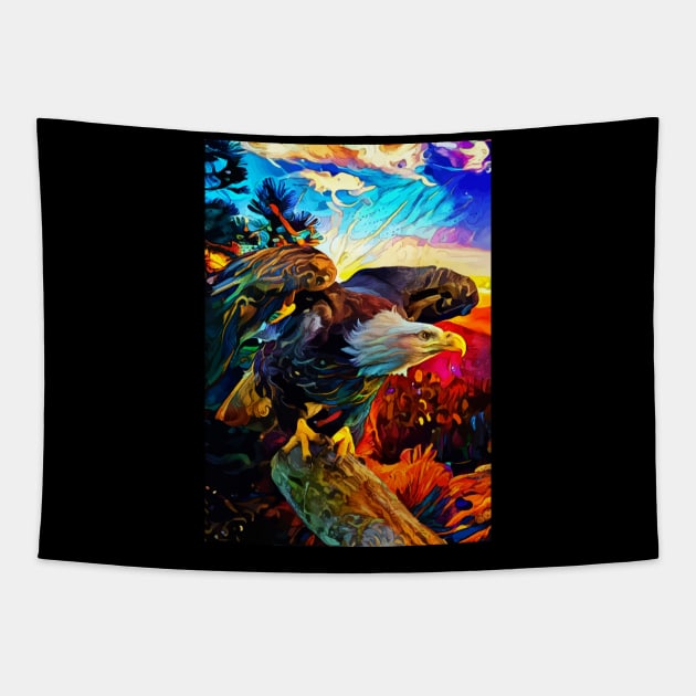 Colorful Eagle Tapestry by hustlart