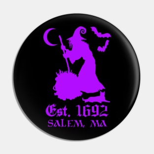 Salem Massachusetts Est. 1692 - Halloween Witch (PURPLE) Pin