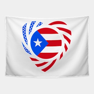 Puerto Rican American Multinational Patriot Flag (Heart) Tapestry