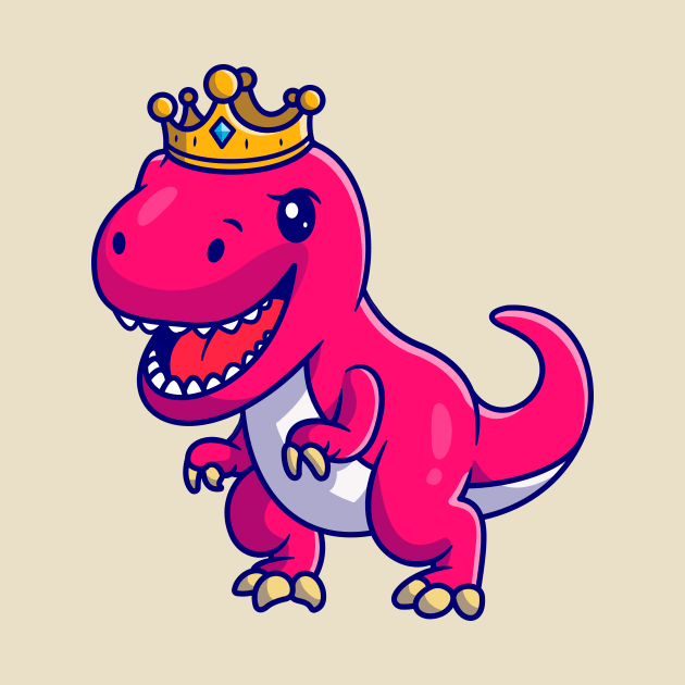 Cute Dinosaur Queen With Crown Cartoon by Catalyst Labs