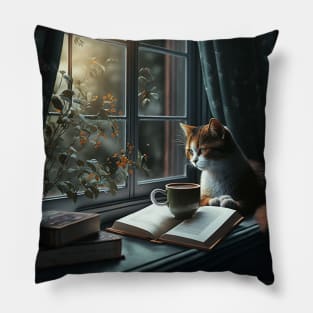Life is better with cats, books and coffee Pillow